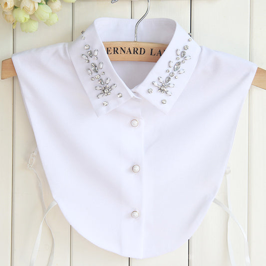 Chiffon Rhinestone Fake Collar Shirt Women's Shawl