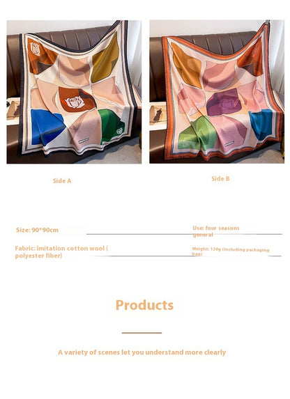 Printing Color Contrast Double-sided Different Color Dual-use Large Kerchief