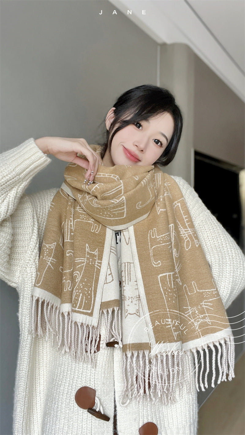 Thick Warm Scarf Double-sided Cashmere-like Scarf