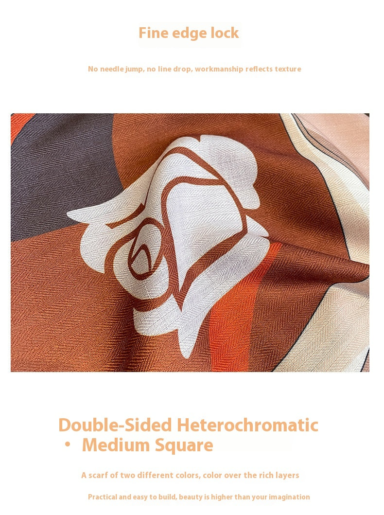 Printing Color Contrast Double-sided Different Color Dual-use Large Kerchief