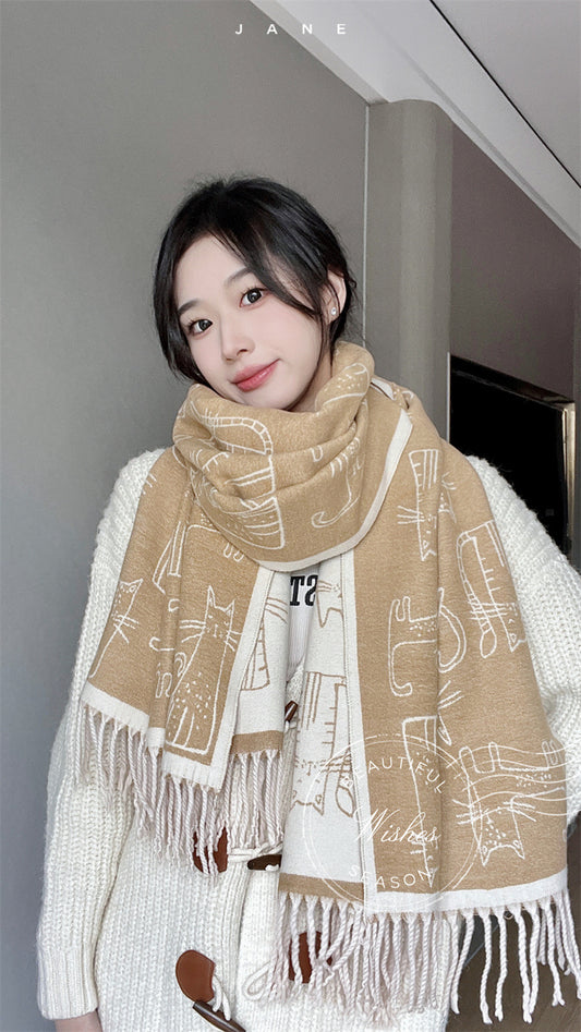 Thick Warm Scarf Double-sided Cashmere-like Scarf