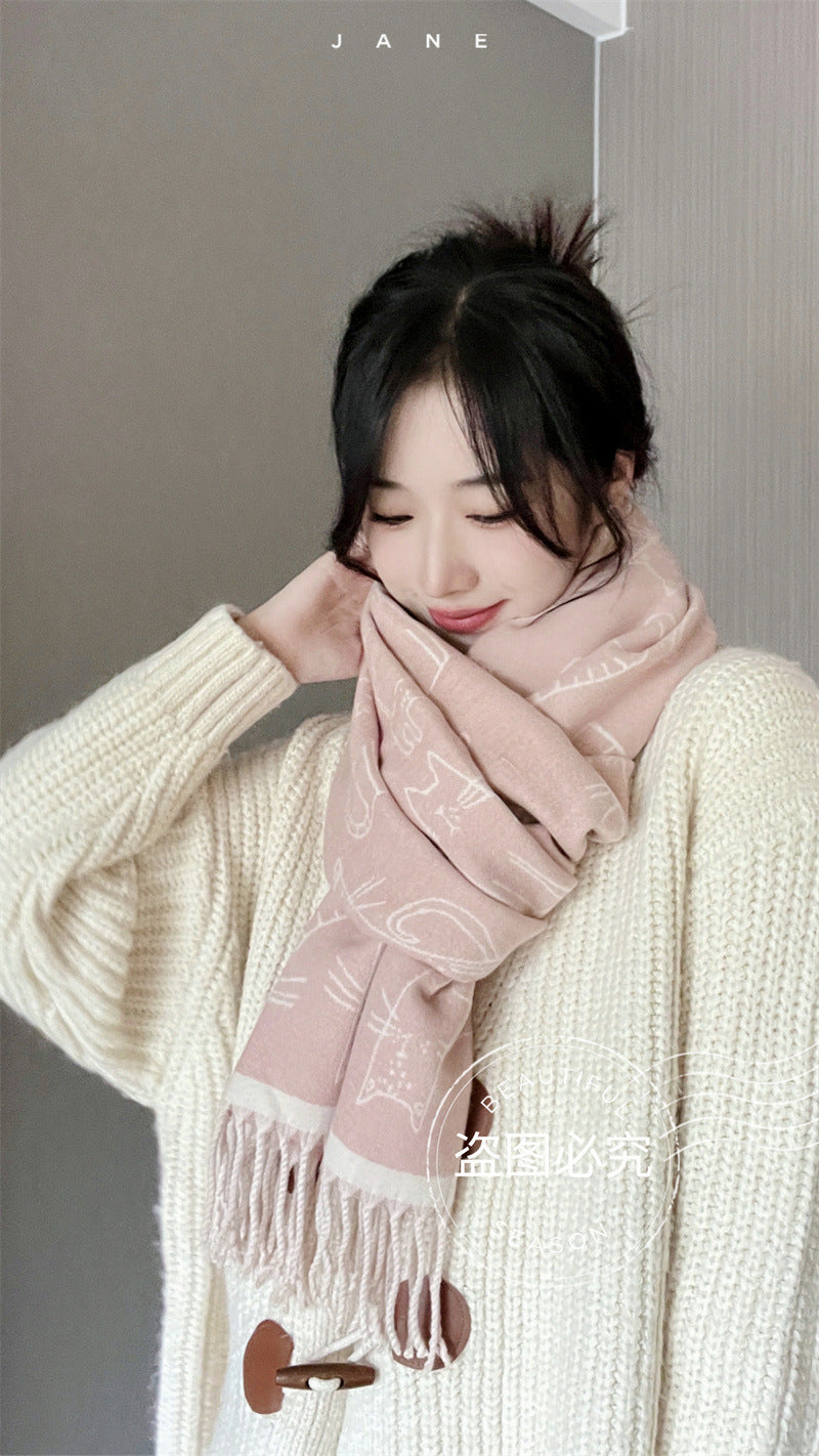 Thick Warm Scarf Double-sided Cashmere-like Scarf