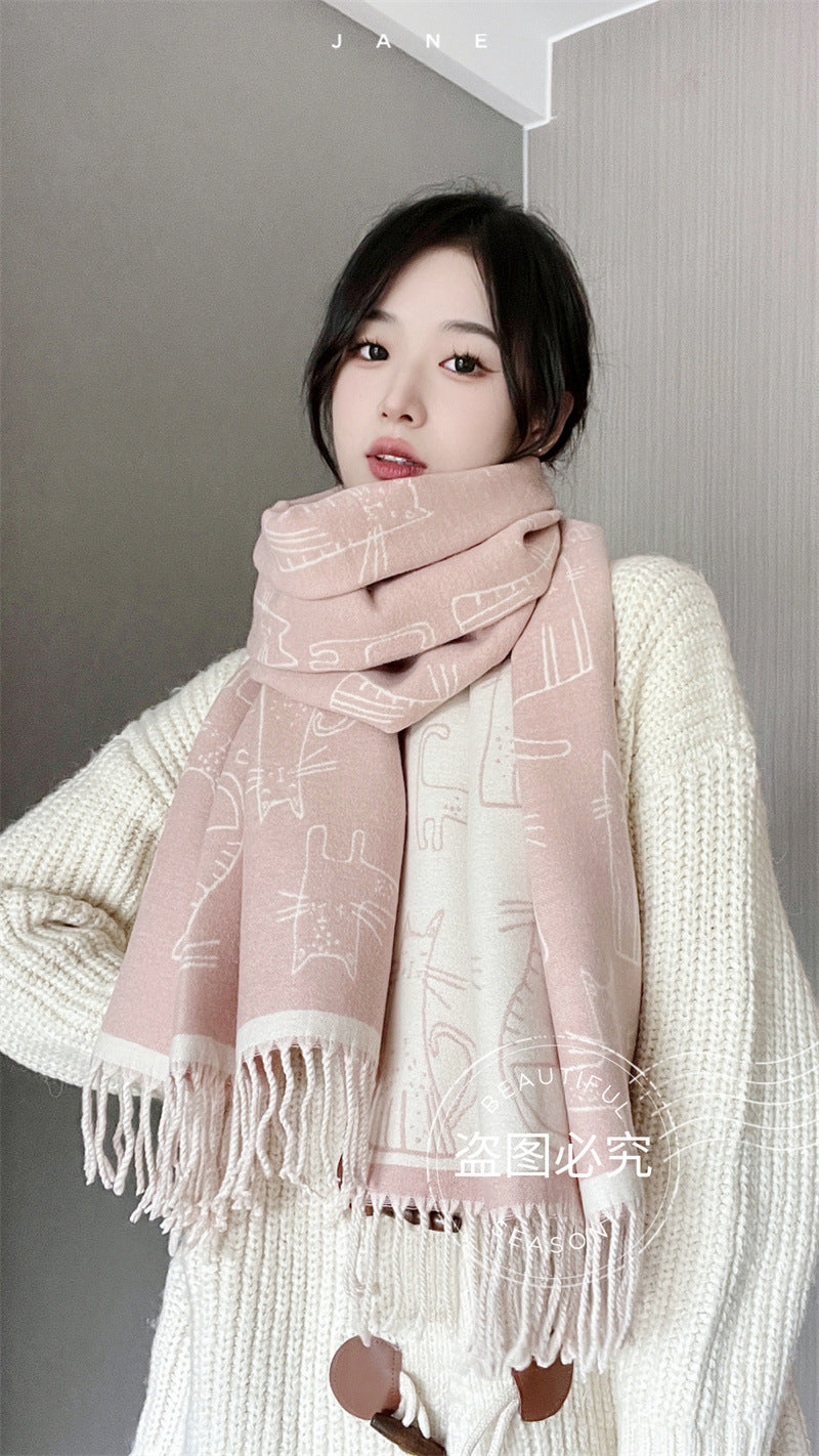 Thick Warm Scarf Double-sided Cashmere-like Scarf