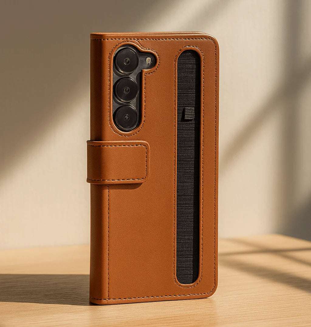 UrbanGrip Leather Folio Hand‑Strap Case (Fold Series)
