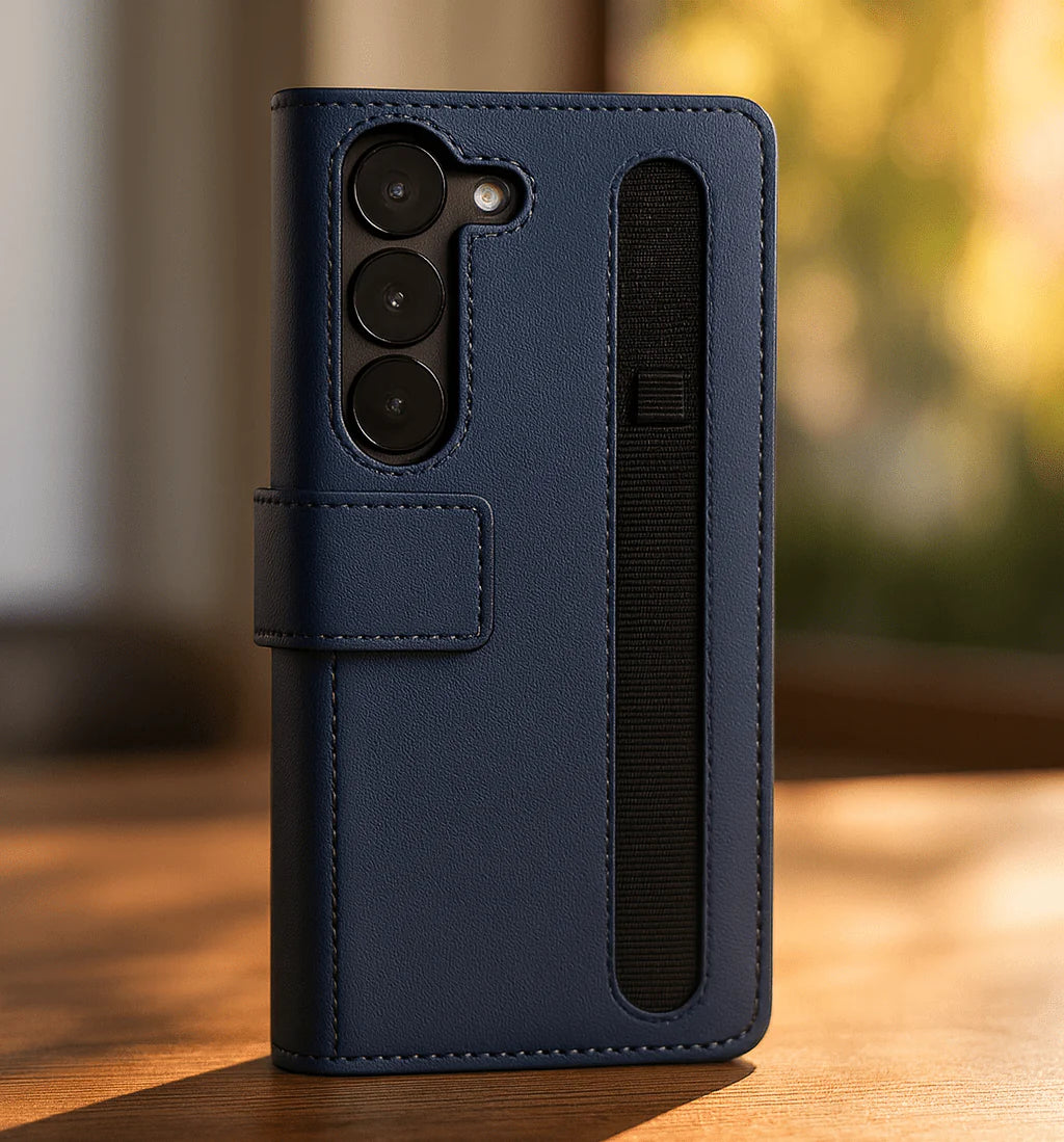 UrbanGrip Leather Folio Hand‑Strap Case (Fold Series)