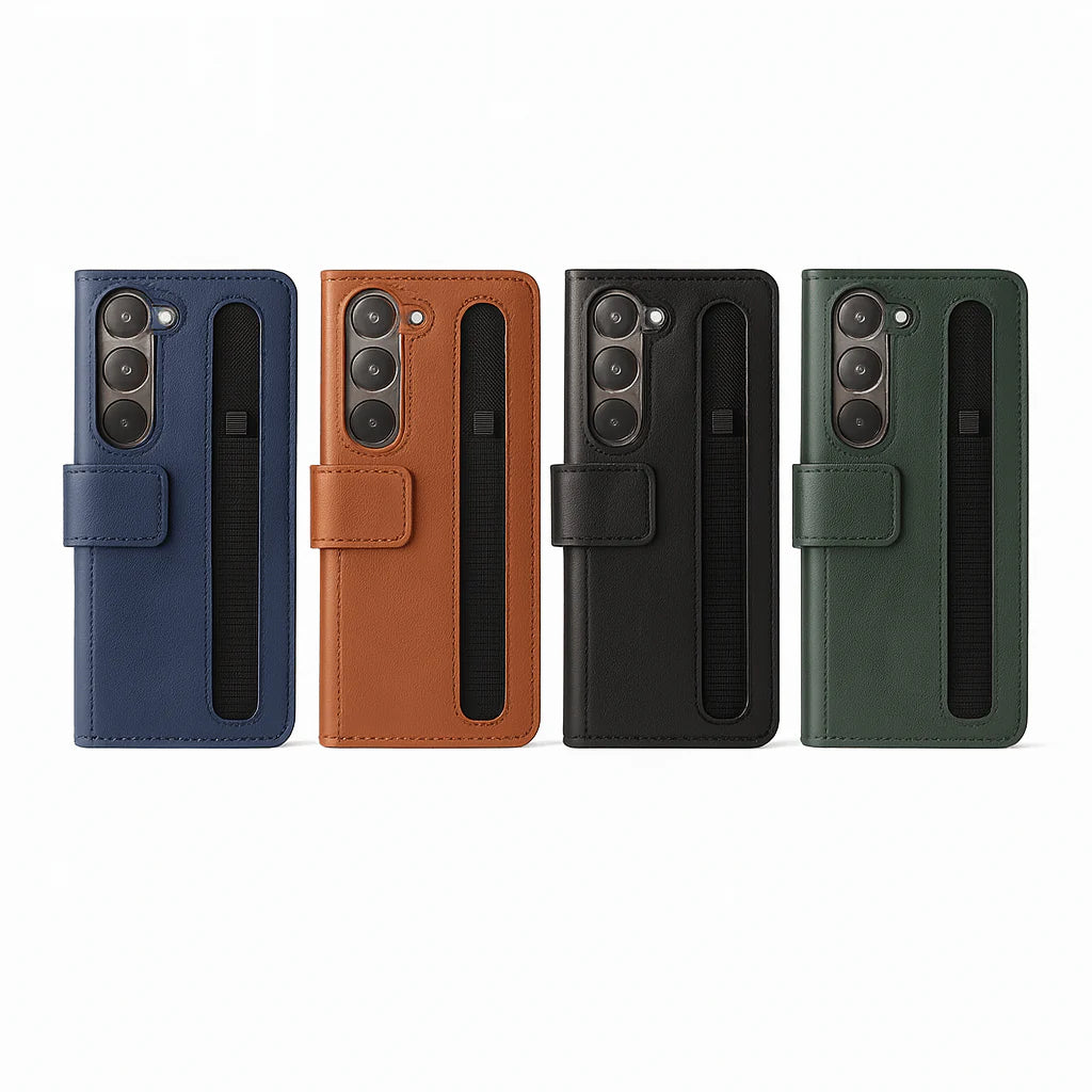 UrbanGrip Leather Folio Hand‑Strap Case (Fold Series)